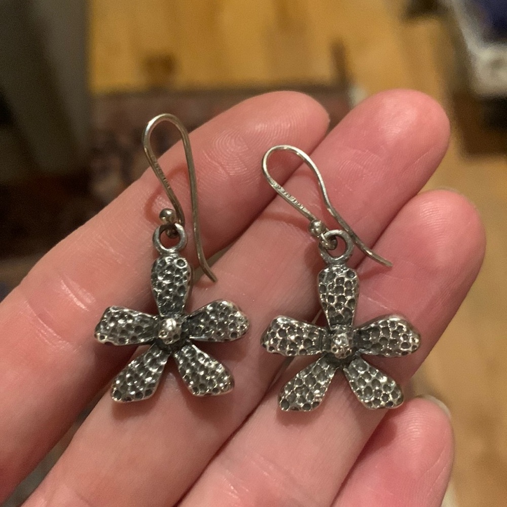 Vintage Sterling Silver Flower Earrings